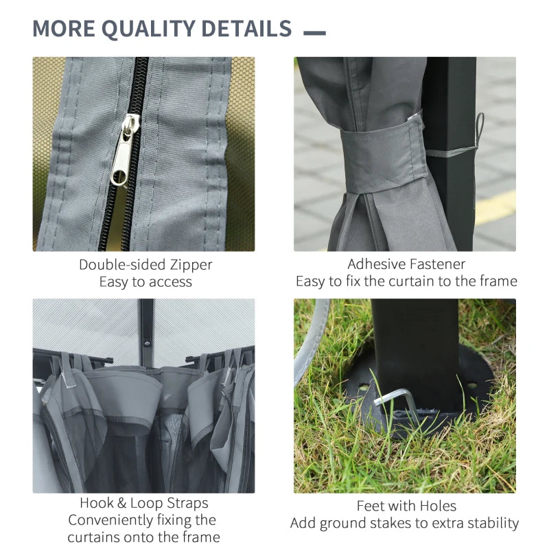 Outsunny 10' x 13' Hardtop Gazebo Aluminum Framed Marquee Party Tent Shelter with Mesh Curtains & Side Walls - Grey