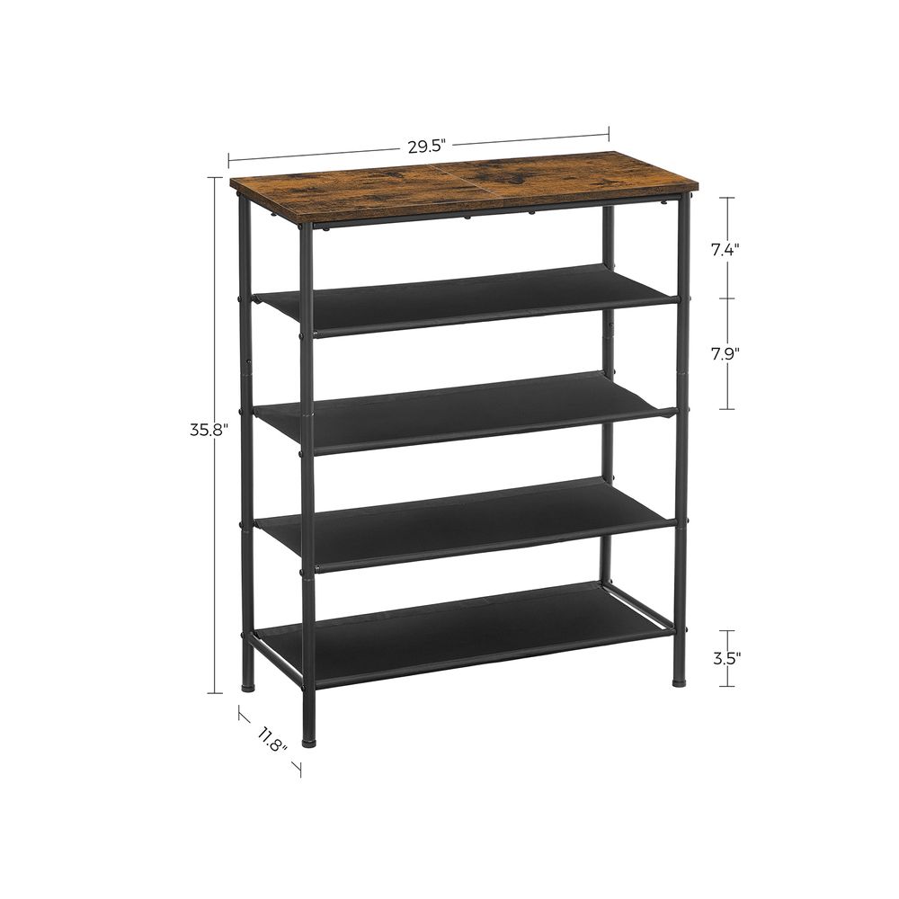 VASAGLE 5 Tier Shoe Storage Rack for 12-16 Pairs of Shoes