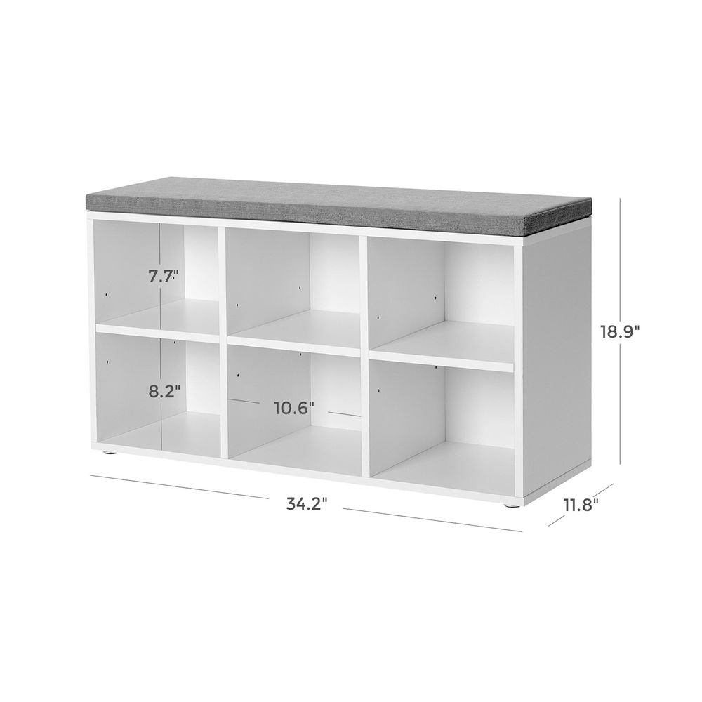 VASAGLE Shoe Storage 6 Compartments and 3 Adjustable Shelves