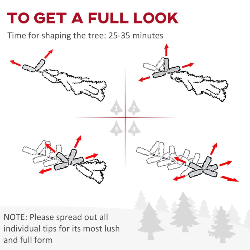 HOMCOM 7.5 Feet Prelit Artificial Christmas Tree with Warm White LED Lights, Holiday Home Xmas Decoration, Green