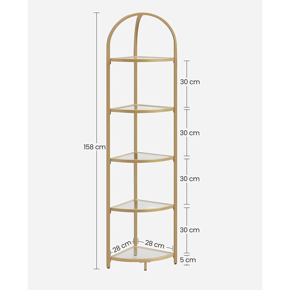 VASAGLE 5-Tier Glass Corner Storage Shelf