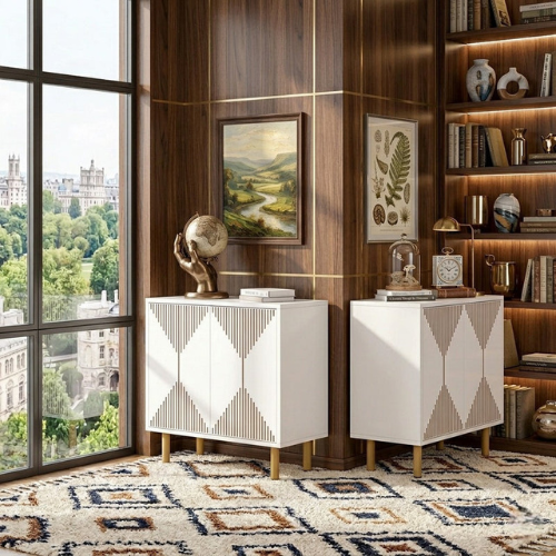 59" Storage Sideboard Buffet with Doors, Modern Wooden Accent Cabinet