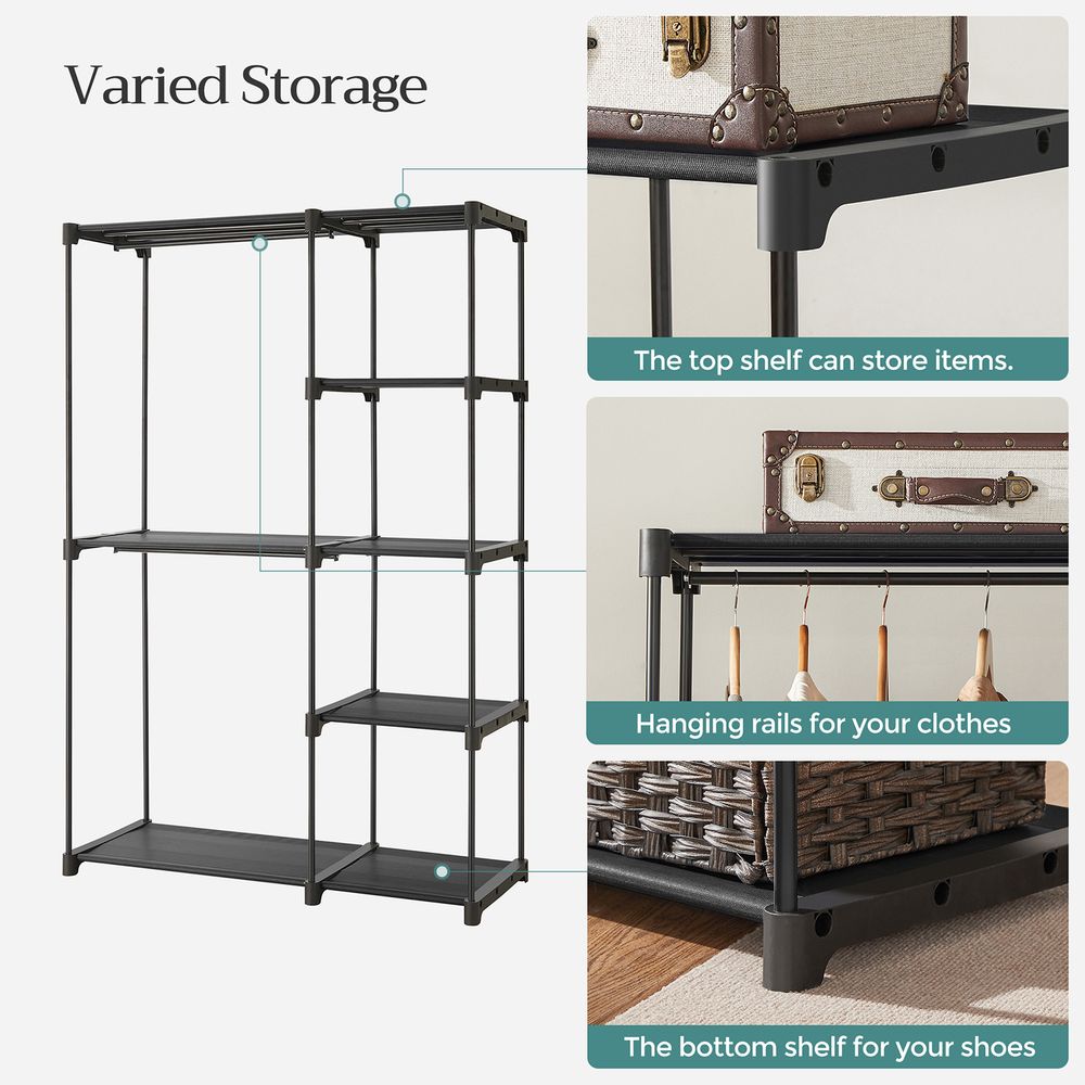 SONGMICS Freestanding Closet Organizer with Shelves, Hanging Rods