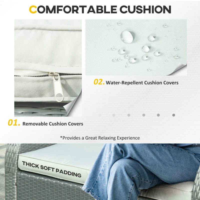 Outsunny 6 PCS Outdoor Rattan Wicker Sofa Set Patio All Weather Furniture w/ Tea Table & Cushion for Backyard Garden Grey