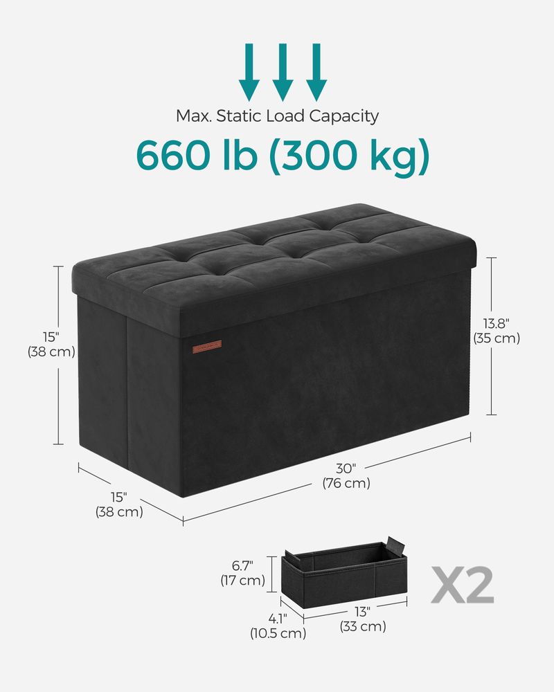 SONGMICS Storage Ottoman Bench with Storage Chest, Load up to 660 lb