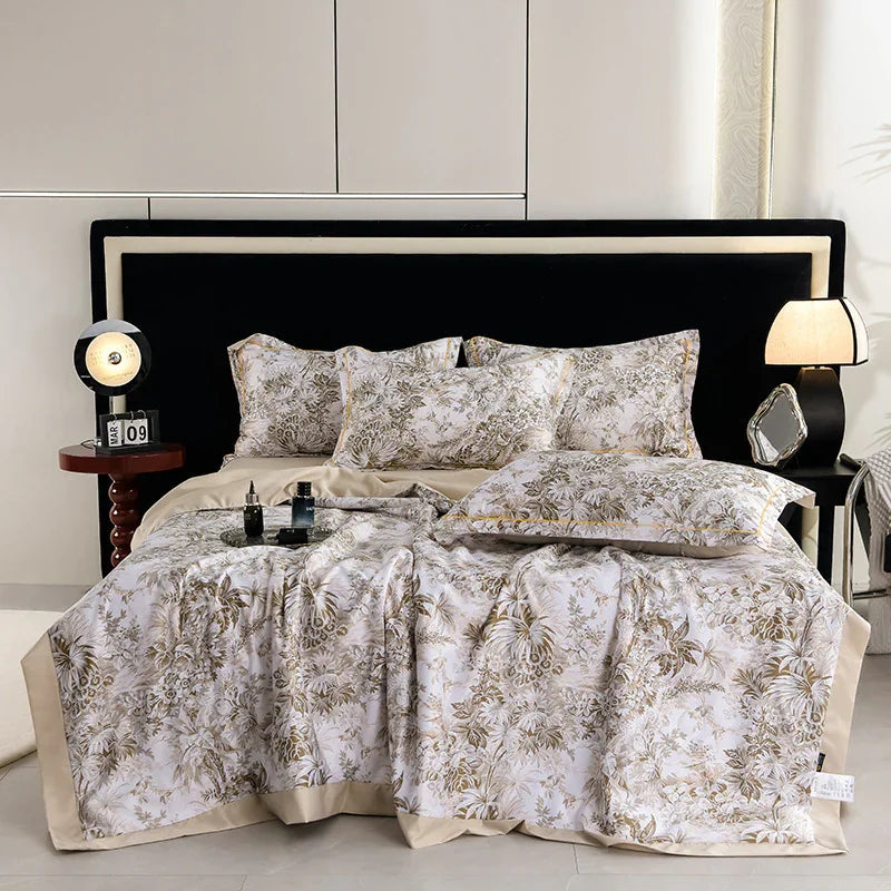 Printed Washed Tencel Summer Cooling Duvet Four-piece Set