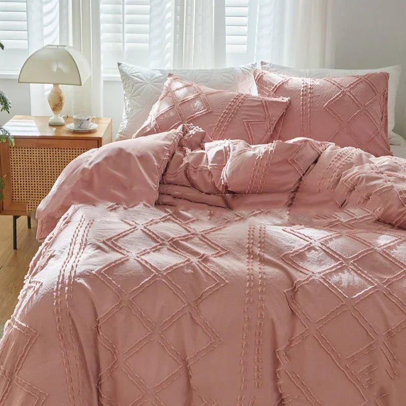 Cut Flower Geometric Simple Pure Color Duvet Cover Pillowcase