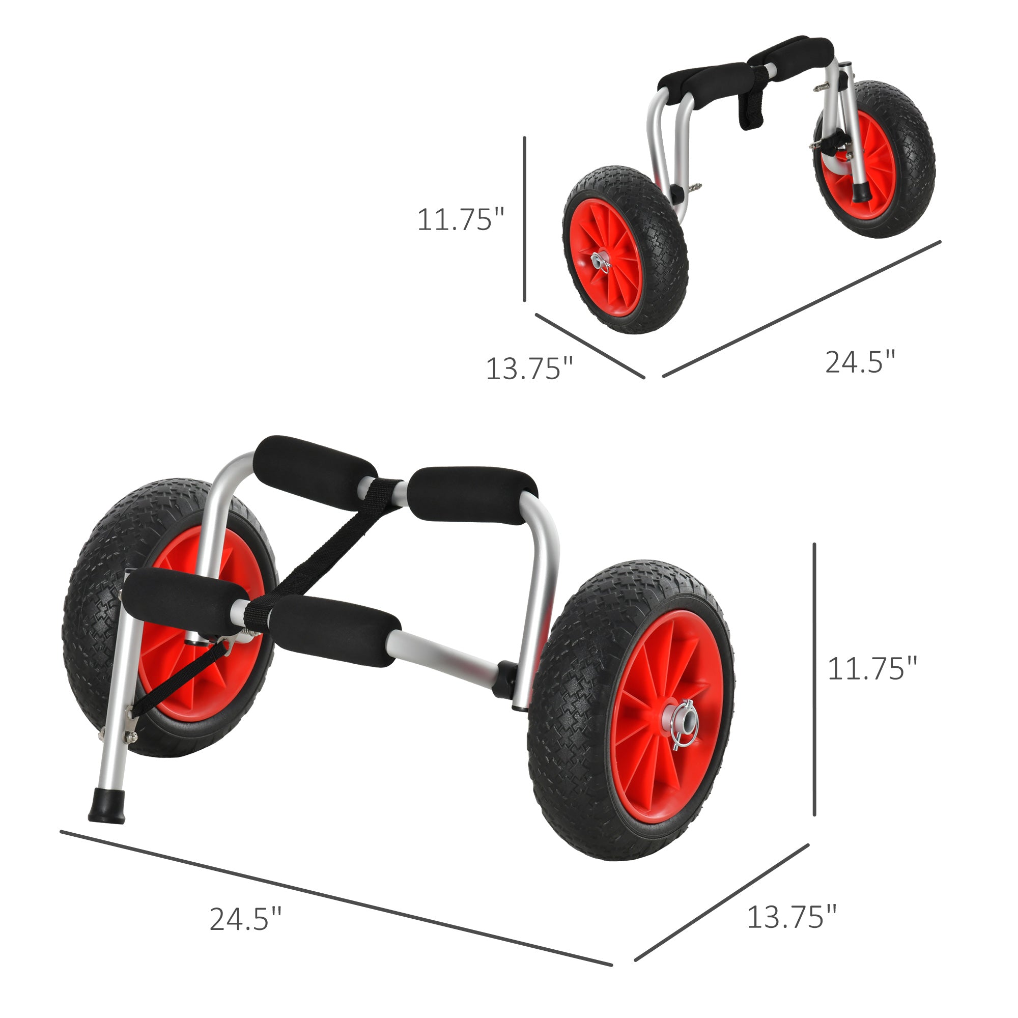 Soozier Rolling Kayak Cart Kayak Cart Dolly Transporter for Cleaning, Storing, & Maintenance with Aluminum Frame & Folding Design