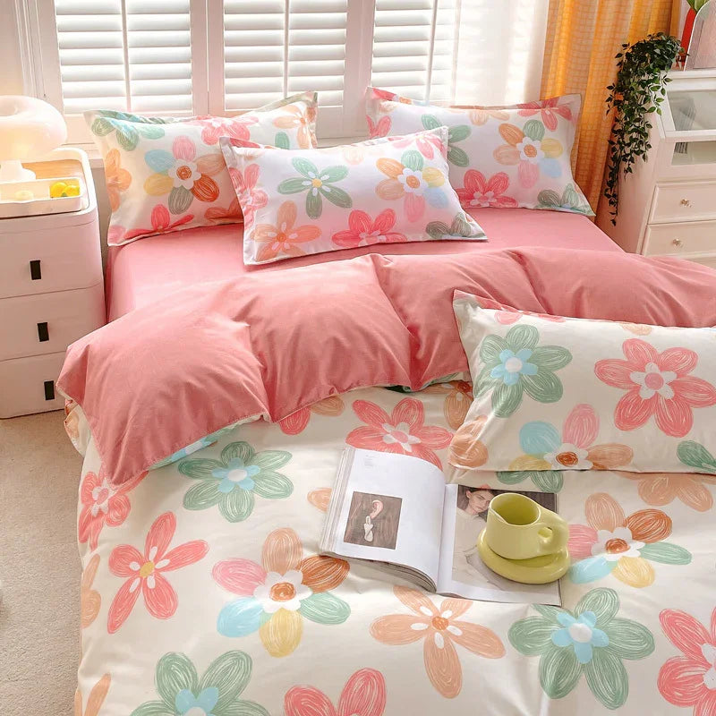 3 Piece Spring Floral Duvet Cover Set For Women Adults Home Bedroom Flowers Bedding Set With 2 Pillowcases Twin Full Queen King Size