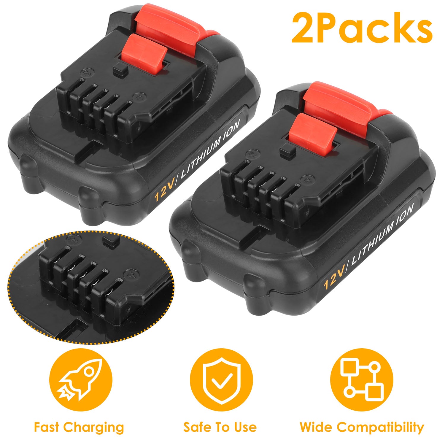 2 Packs 12V Li-ion Power Tool Battery Replacement Compatible with Dewalt DCB123 DCB127 DCB122 DCB124 DCB121 DCB120 DCB125