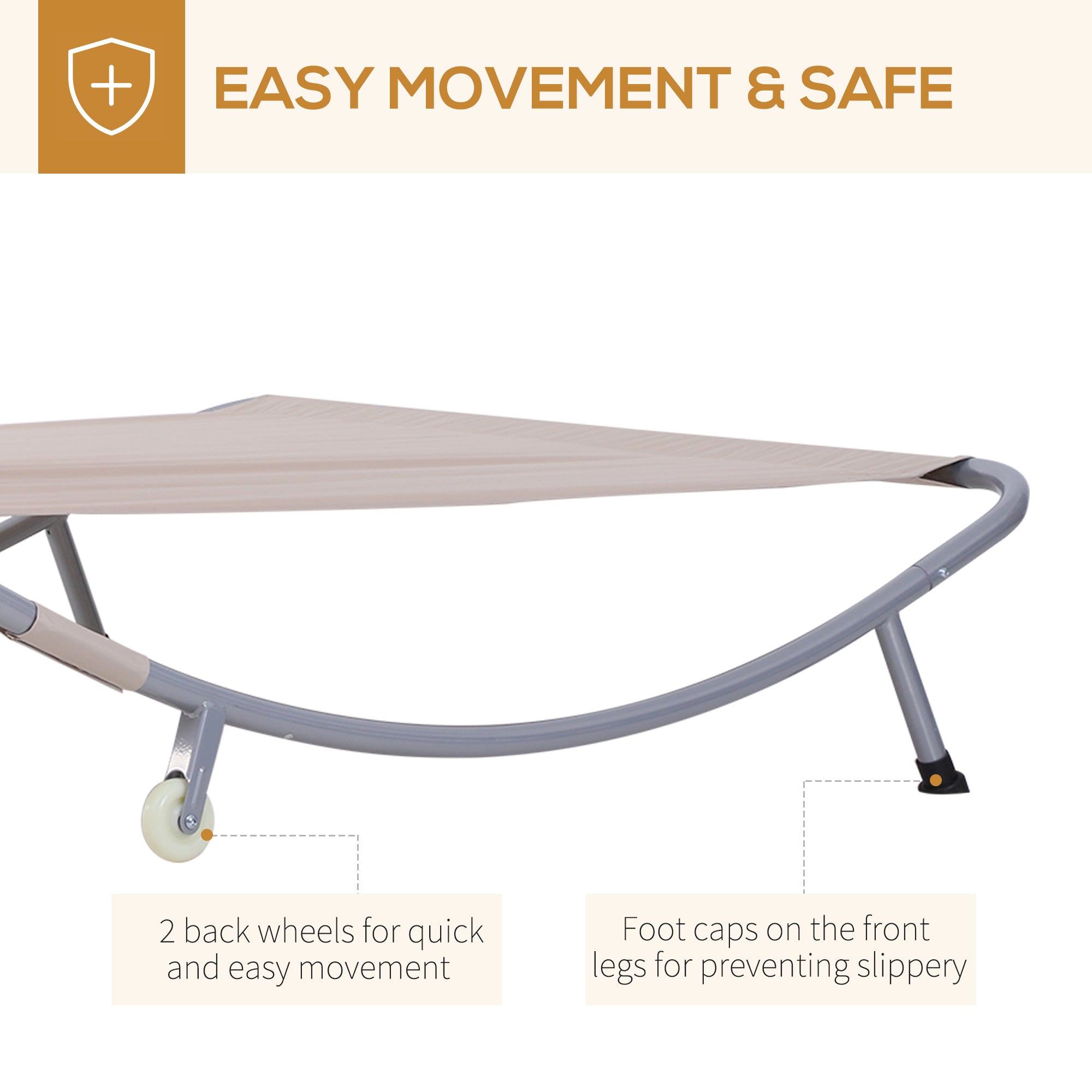Outsunny 79" Double Chaise Lounge Outdoor with Canopy, Hammock Bed with Pillow & Wheels, Luxurious Sand Color