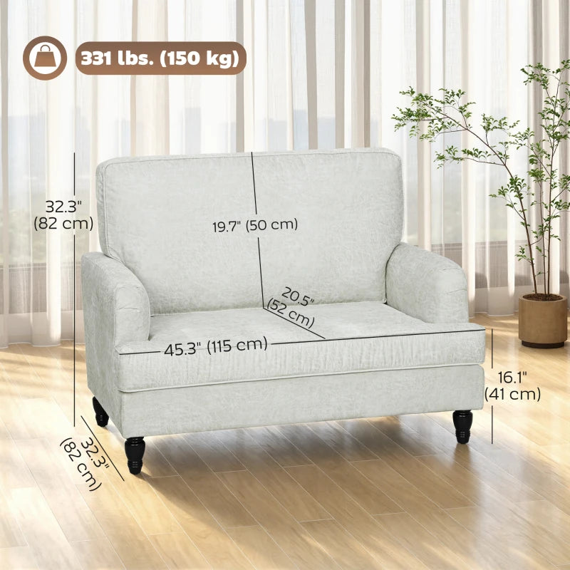 Modern Accent Chair, Leathaire Armchair with Turned Legs and Wide Seat, Single Sofa for Bedroom, Living Room, Cream White