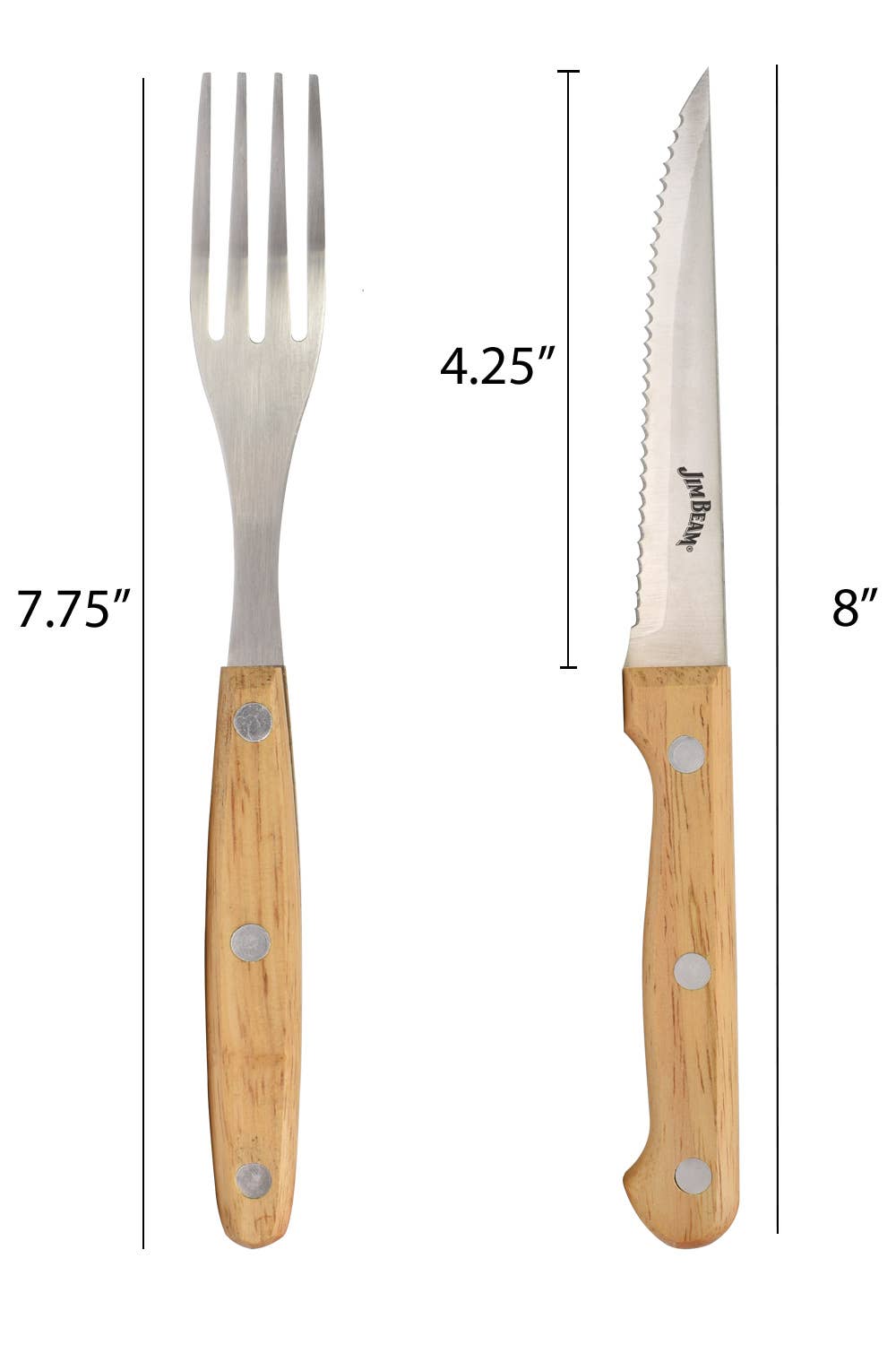Jim Beam Set of 8 Stainless Steel Steak Knives and Forks