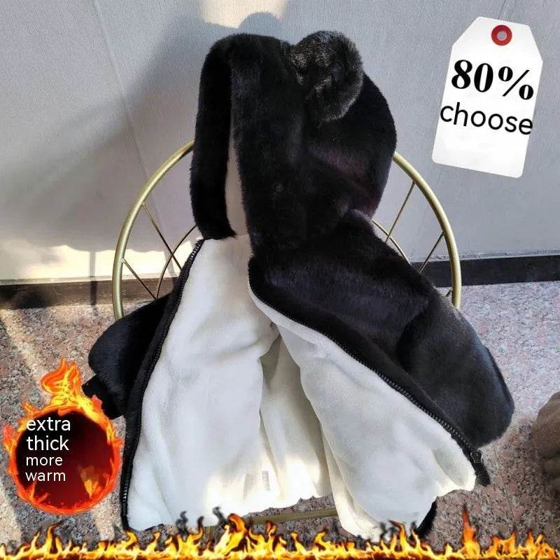 Autumn Winter Thickening Children's Cartoon Fur Hoodie Jacket