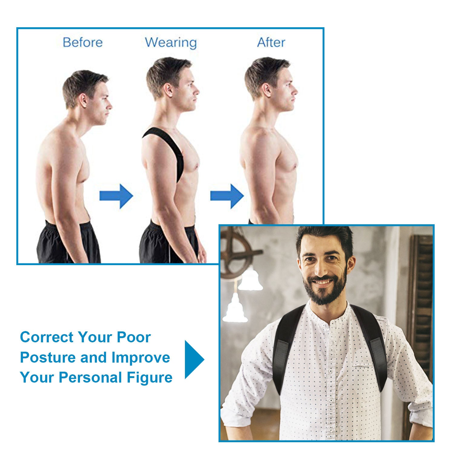 Back Posture Corrector Adjustable Upper Back Braces Clavicle Support Device Shoulder Neck Pain Relief for Men Women