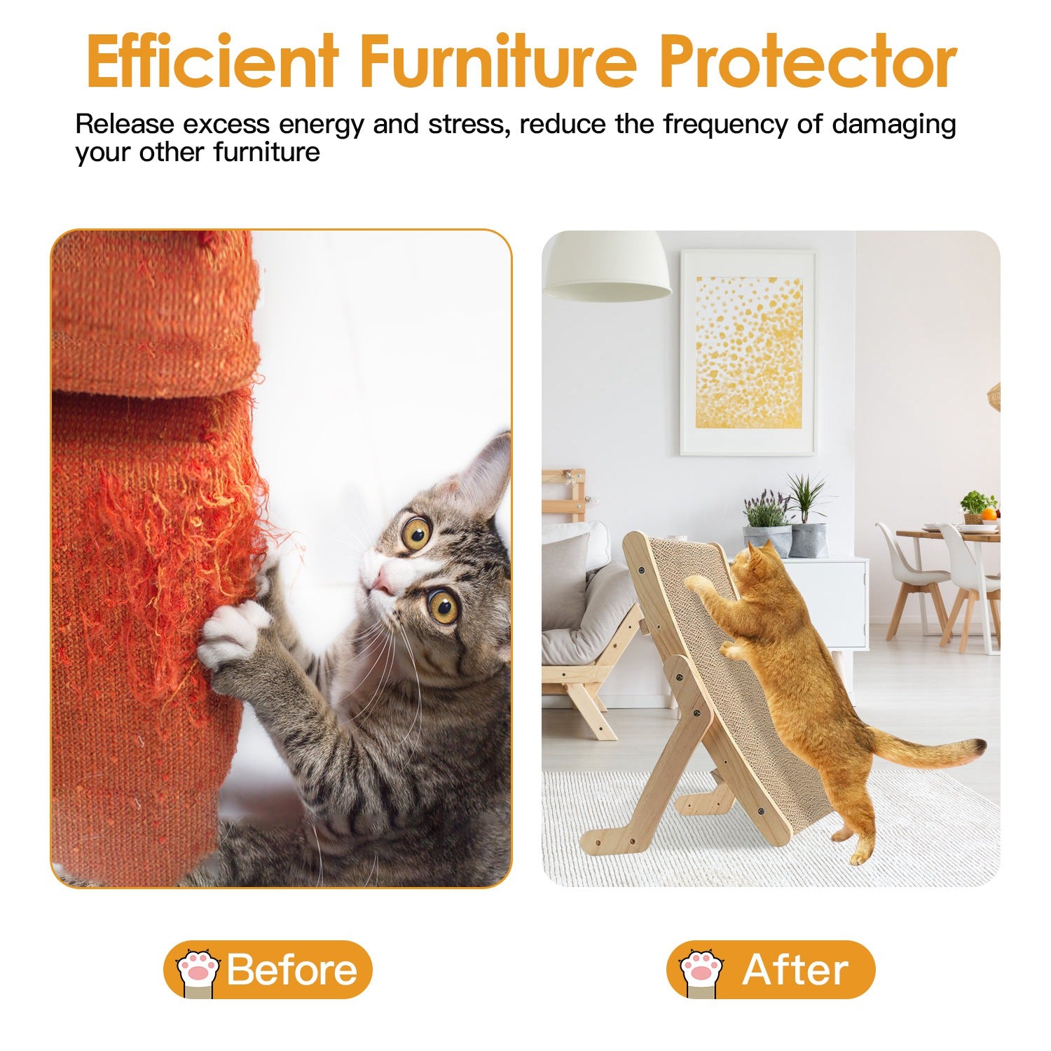 5 Changeable Forms Cardboard Cat Scratcher Double-Sided Cat Scratching Pad With Solid Wood Structure Indoor Reversible Cat Scratcher Lounge
