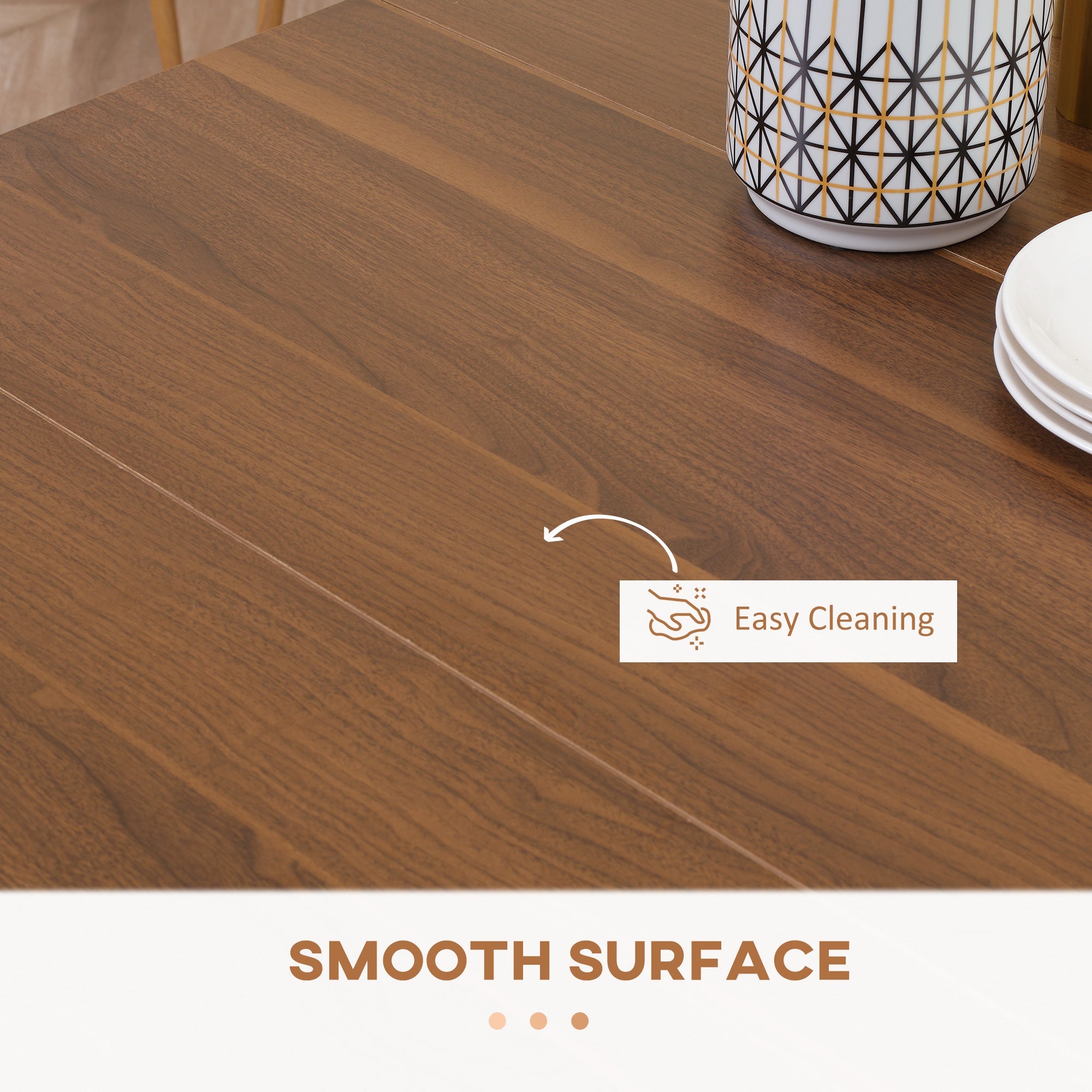 HOMCOM Space Saving Foldable Dining Table Extendable for 6 Seats Compact Kitchen Furniture White