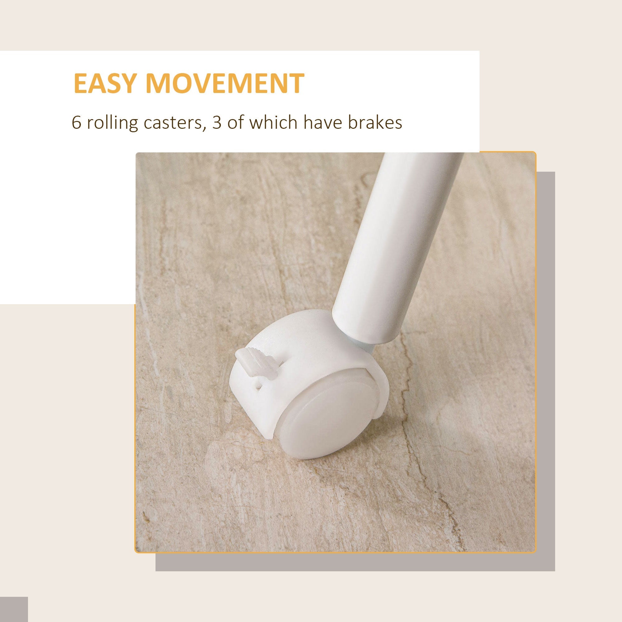 HOMCOM Foldable Desk: Drawers, Storage Shelf, Home Office Workstation, 6 Wheels, Space Saving