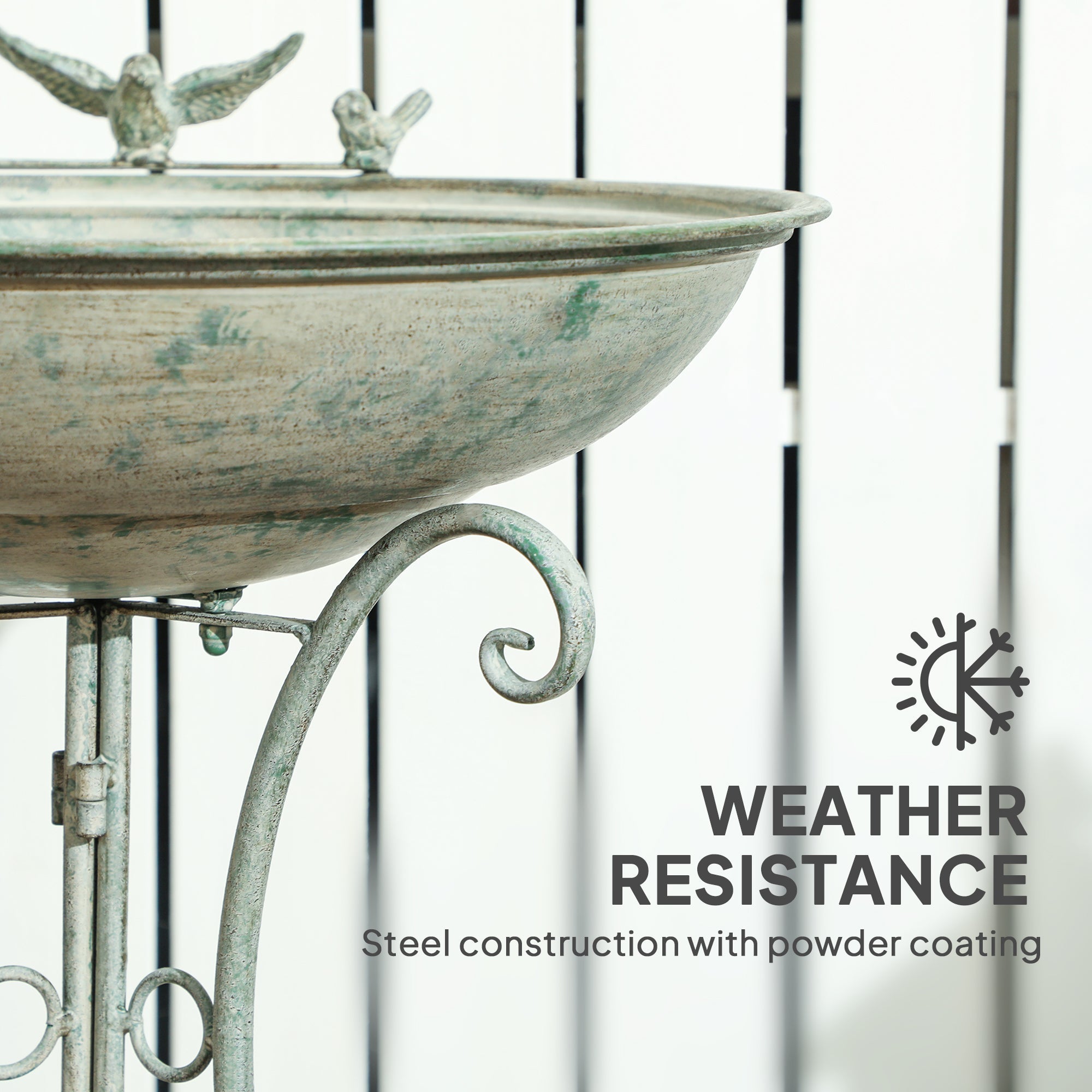 Outsunny Metal Bird Bath for Outdoors, 19.3" Tall Round Birdbath with Bird Statues and Decorative Stand, Freestanding Bird Feeder for Garden, Yard, Patio Decor, Bronze