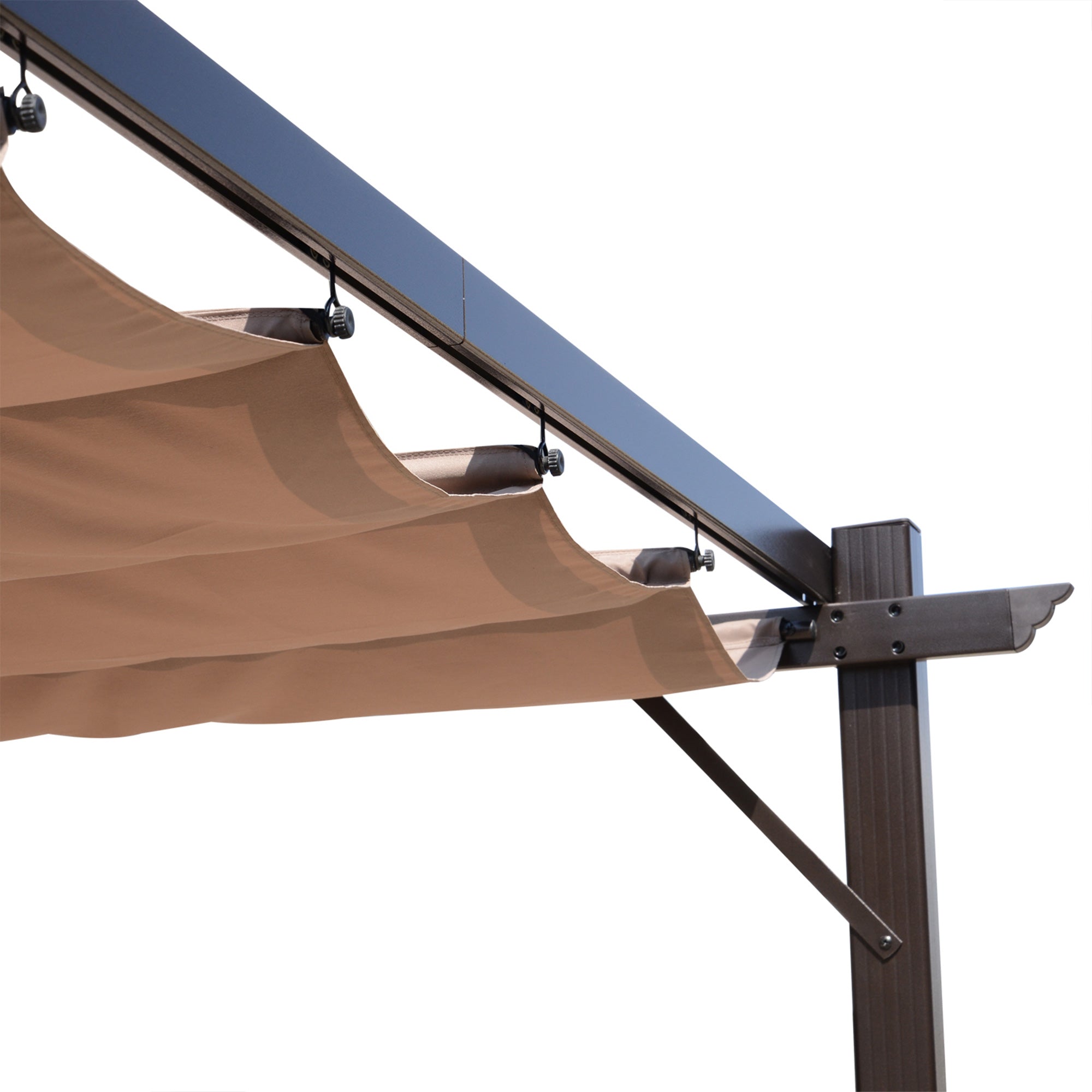 Outsunny 10'x13' Aluminium Pergola Gazebo Outdoor Canopy Sunshade Square Garden Shelter Trellis Brown