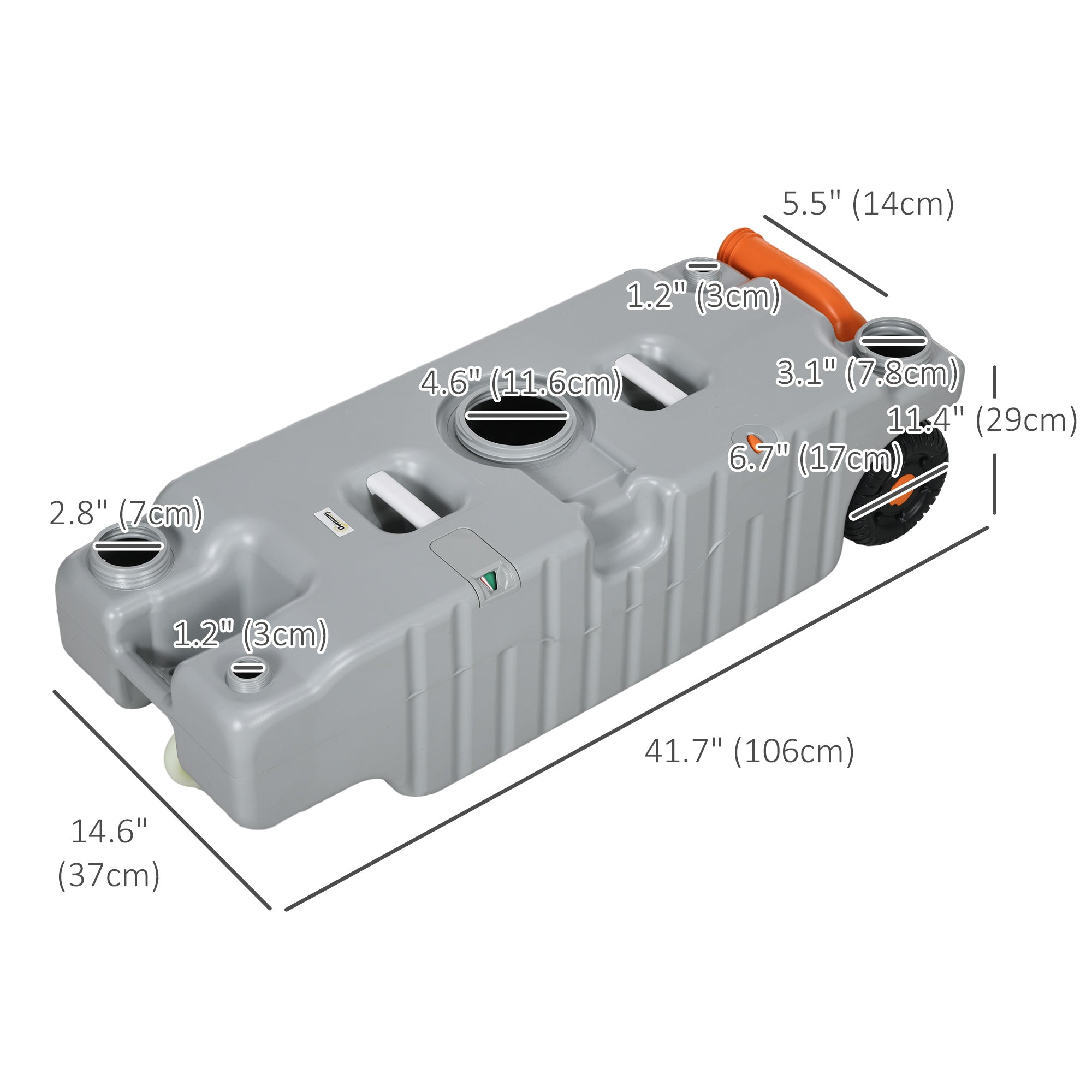 Outsunny RV Portable Waste Water Tank: 19.8 Gallon, with Rotating Drain Spout, Level Indicator, 3 Wheels for Easy Transport