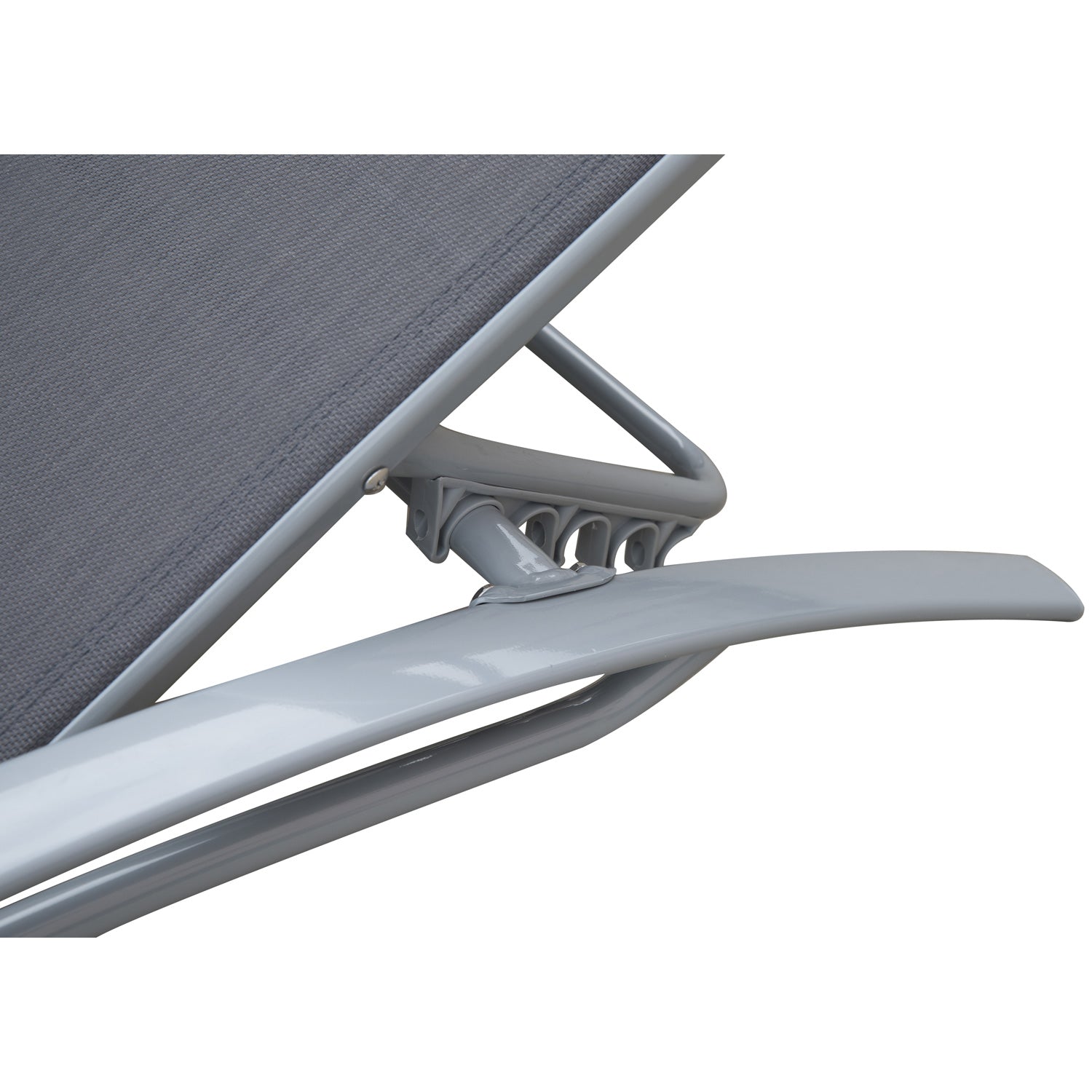 Outsunny Patio Tanning Chair with Cushion Grey Aluminum 5-Level Adjustable Backrest and Head Pillow