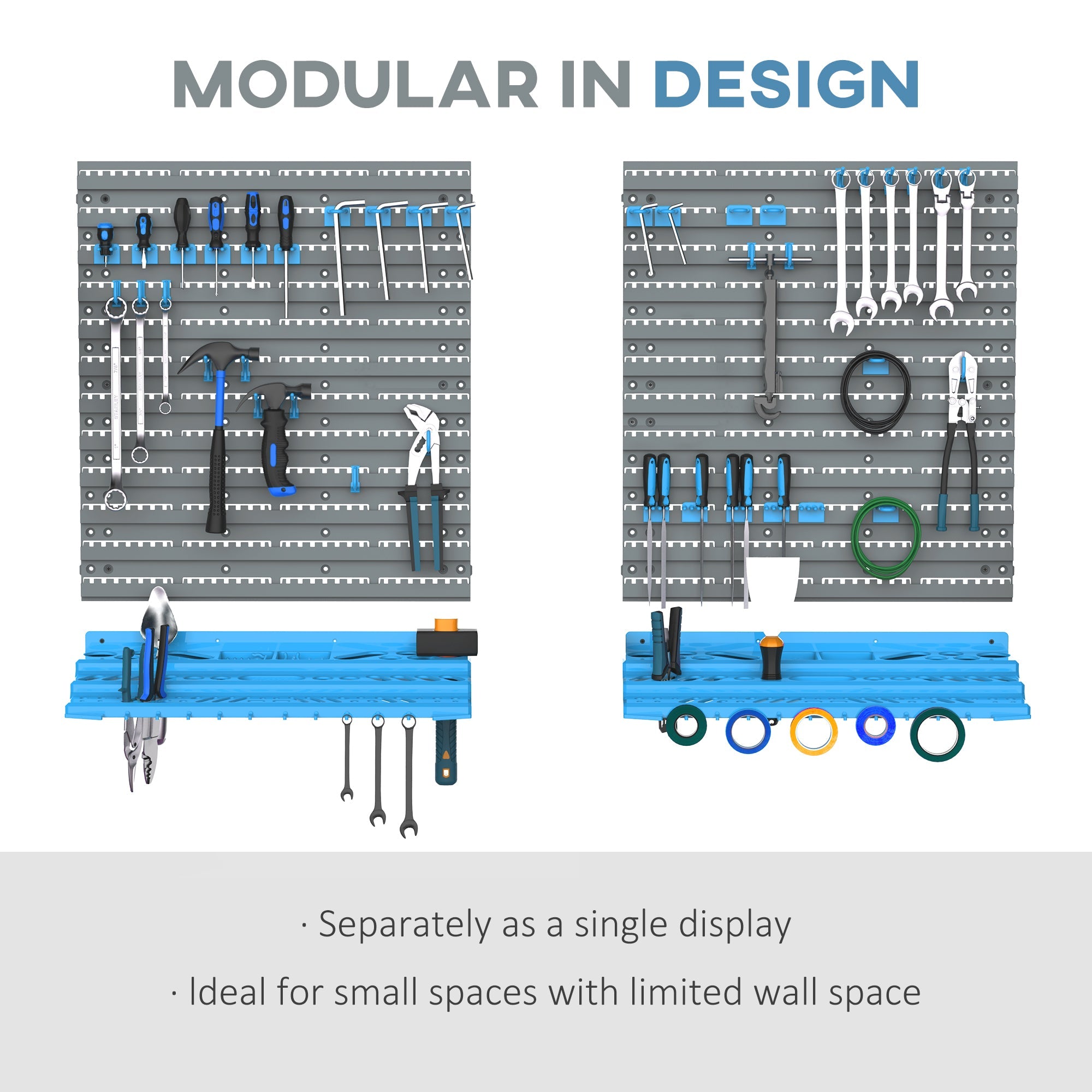 DURHAND Pegboard Perfection: 54-Piece Wall Mount Garage Storage Solution with Blue Hooks for Organized Efficiency