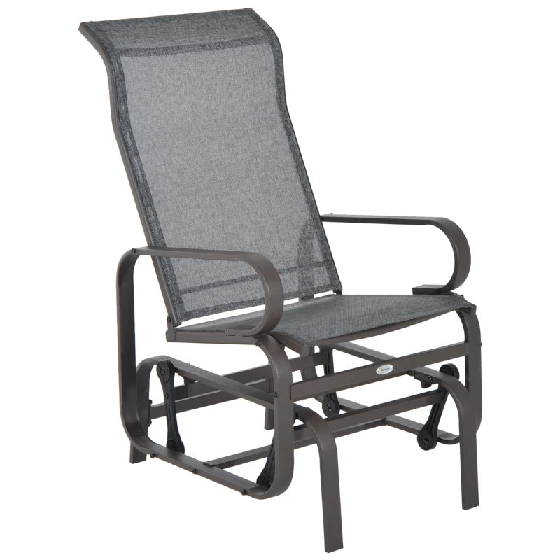Patio Glider with Breathable Mesh Fabric, Outdoor Glider Chair, Garden Rocking Gliding Seat for Patio, Yard, Porch, Grey