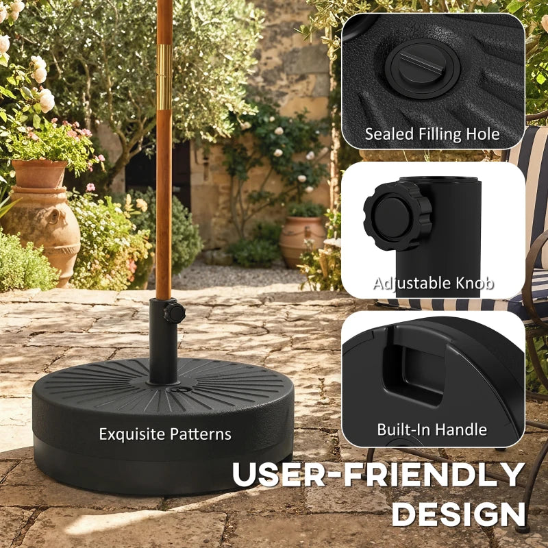 Fillable Umbrella Base, 20 inch Water Sand Filled Umbrella Stand, Fit 1.5"/1.9" Umbrella Pole