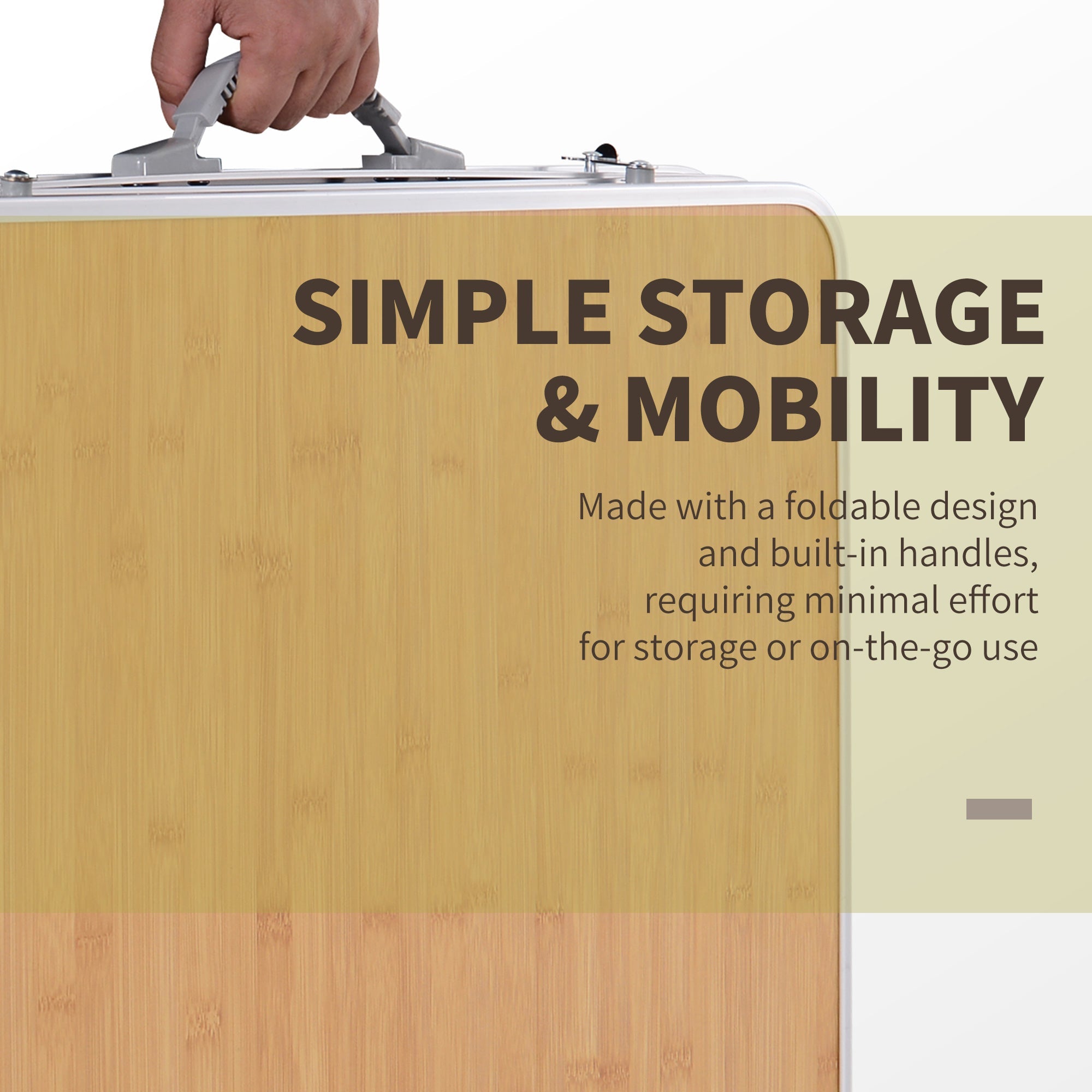 Outsunny Portable Picnic Table with Slide Shelf Foldable Design 2 Adjustable Heights for Outdoor Use