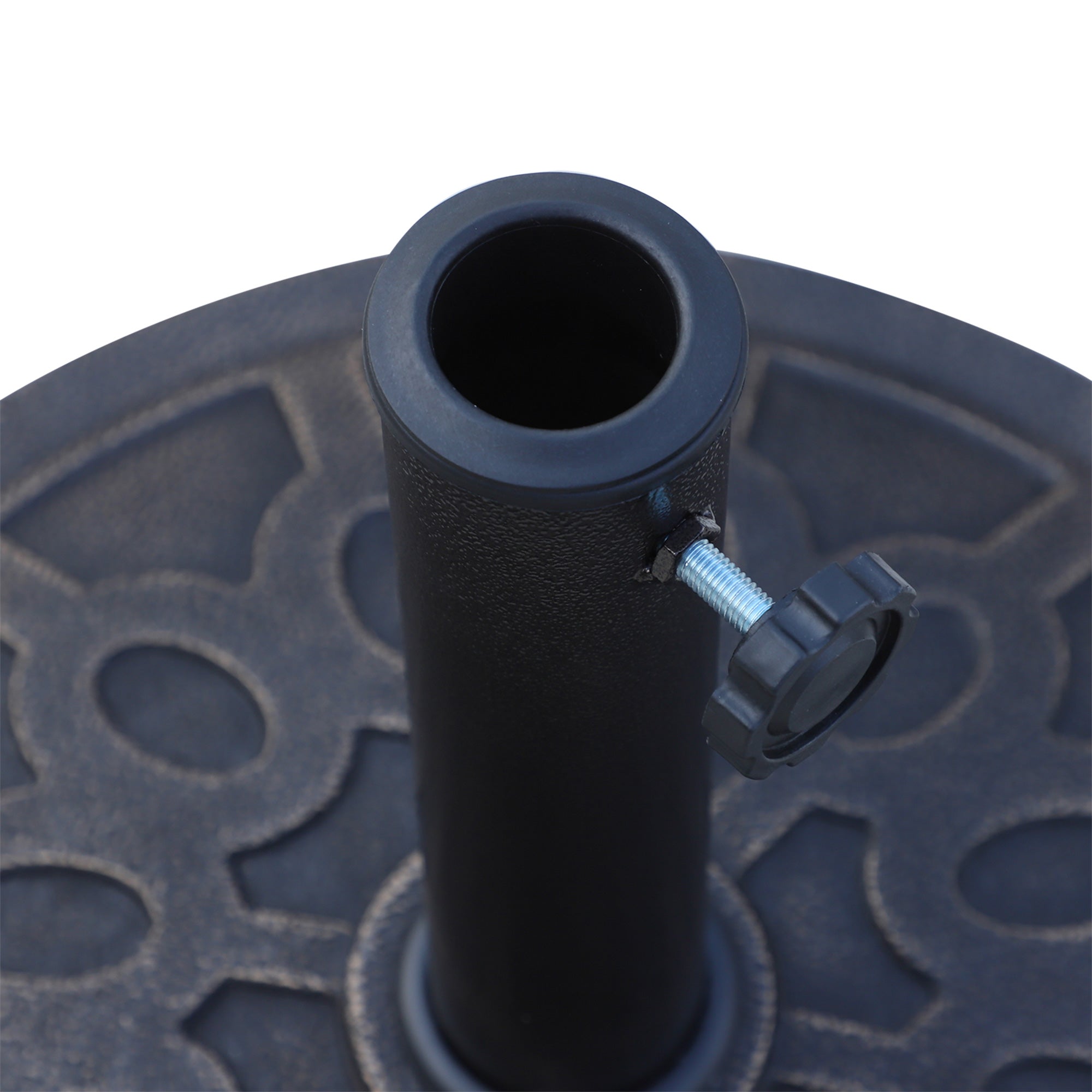 Outsunny Patio Umbrella Stand Round Resin Base Market Garden Parasol Holder Bronze