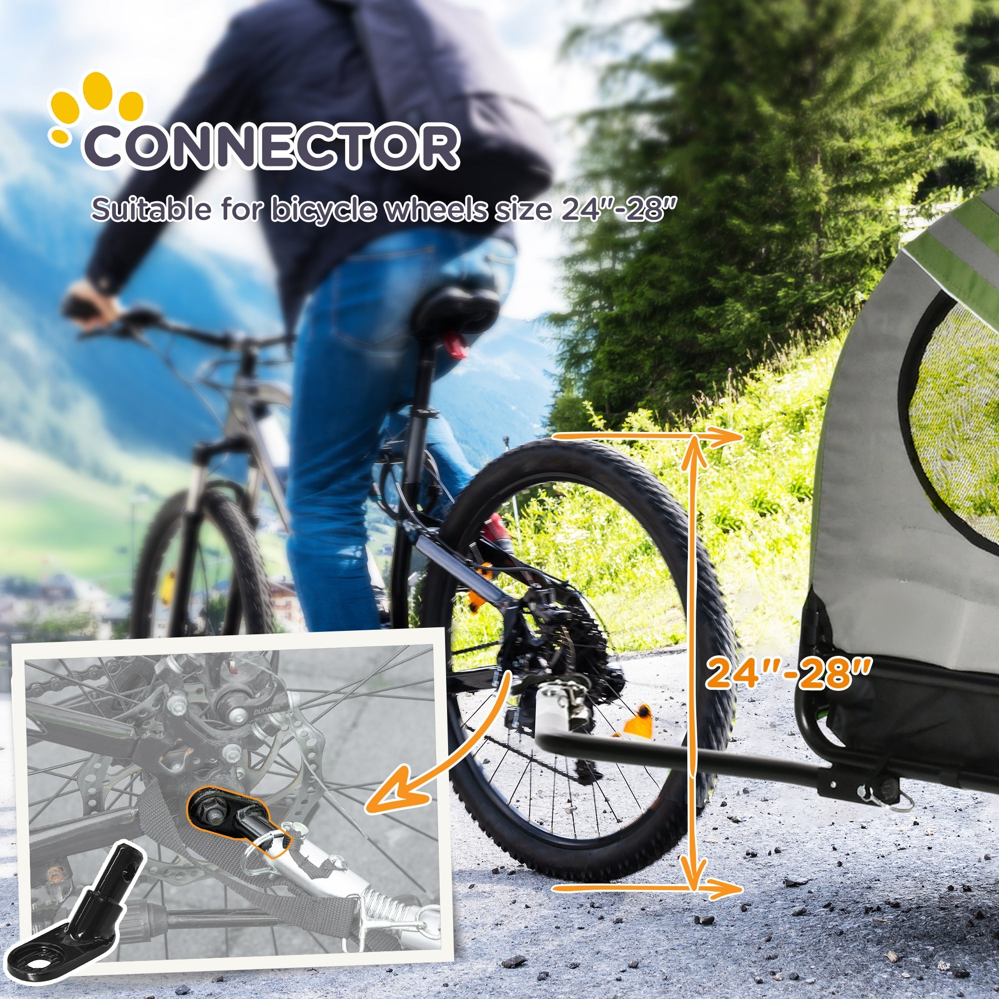 Aosom 2-in-1 Pet Adventure: Dog Bike Trailer Pet Stroller, Green Universal Wheel Reflectors Travel Carrier