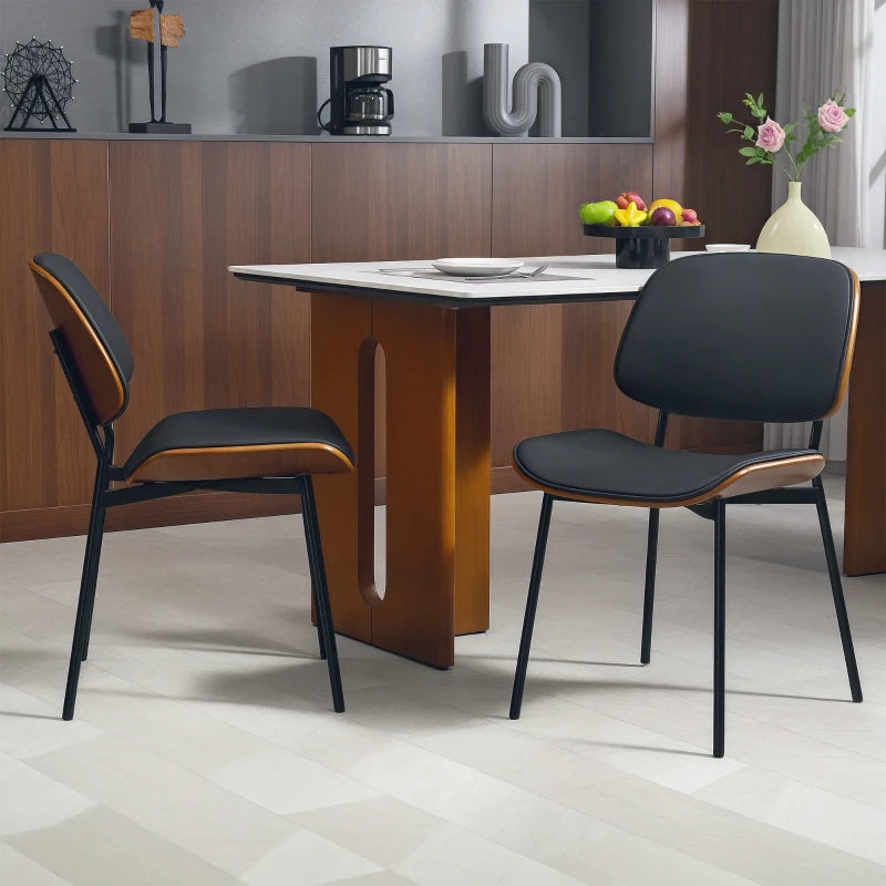 Dining Chairs Set of 2, Mid Century Modern Dining Room Chairs with Bentwood Back and Metal Legs for Kitchen Living Room