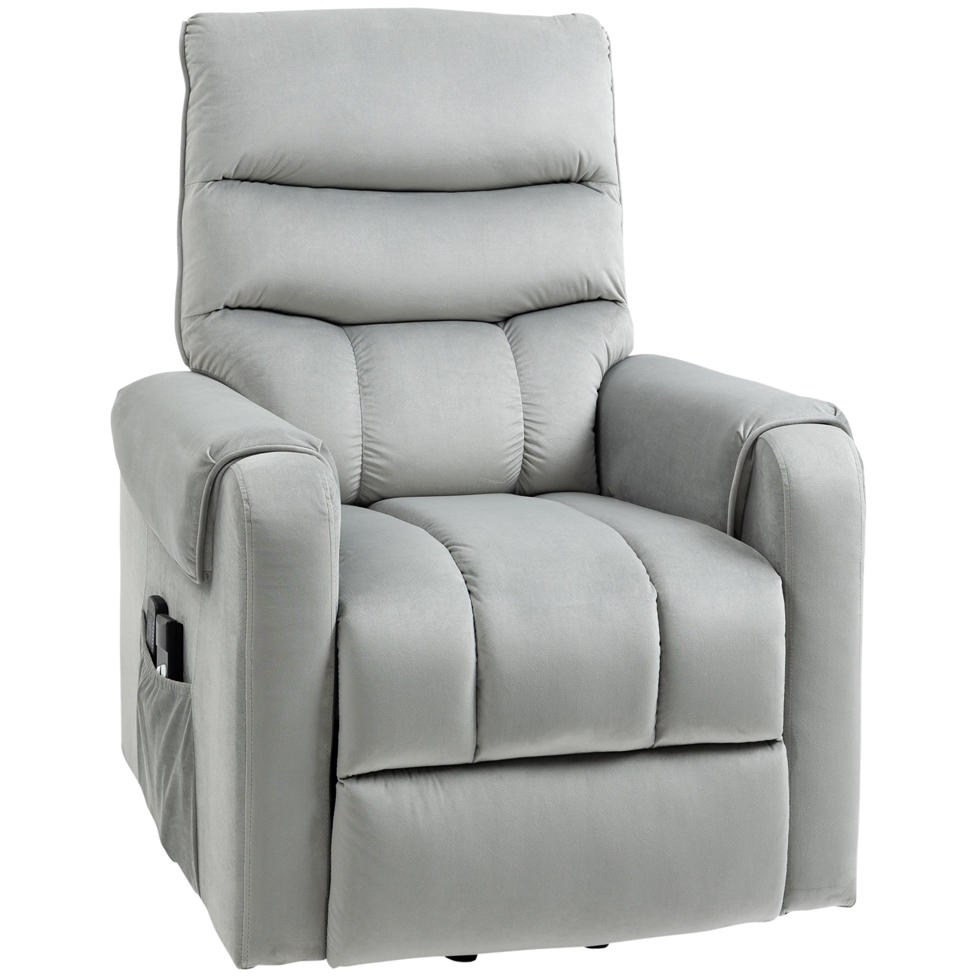 HOMCOM Massage Lift Recliner Chair: 8 Vibration Points, Footrest, Remote Control, Side Pockets, Grey