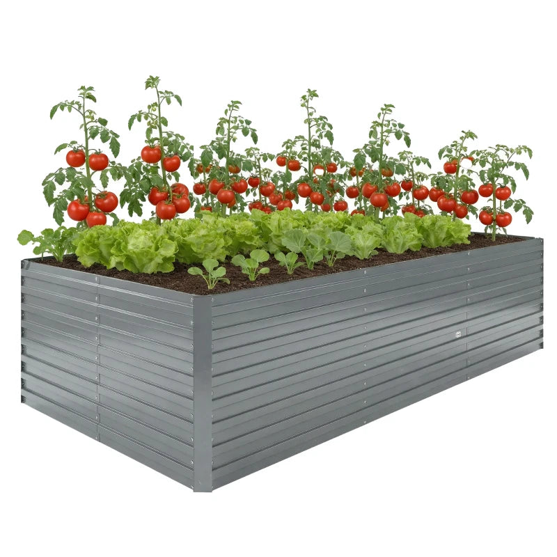 8' x 4' x 2' Raised Garden Bed, Galvanized Planter Box for Growing Flowers, Herbs and Vegetables, Light Grey