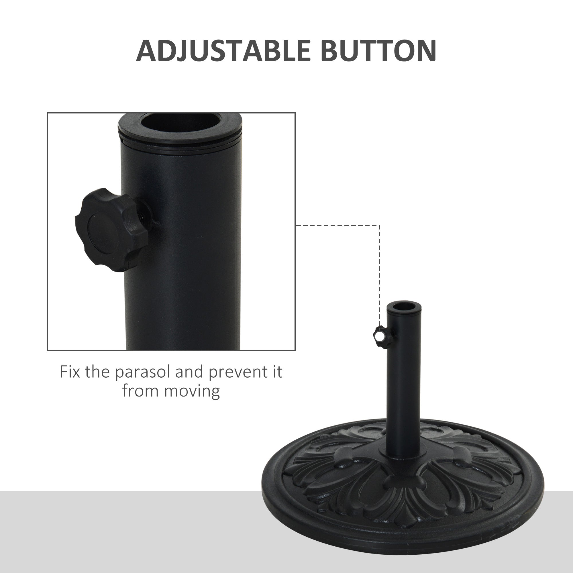 Outsunny Parasol Base: Φ19" Round Heavy Duty Garden Umbrella Holder for Outdoor Furniture
