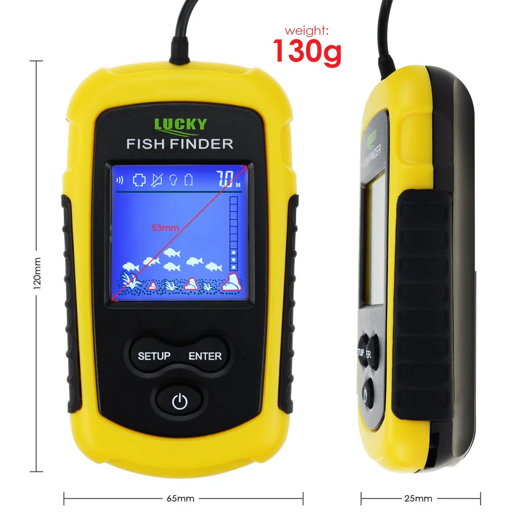 FFC-1108-1 Portable Fish Finder Sonar, 328 ft Depth Detection, 2" TN Anti-UV LCD Display with LED Backlight, Wired Transducer for Boat, Kayak & Ice Fishing