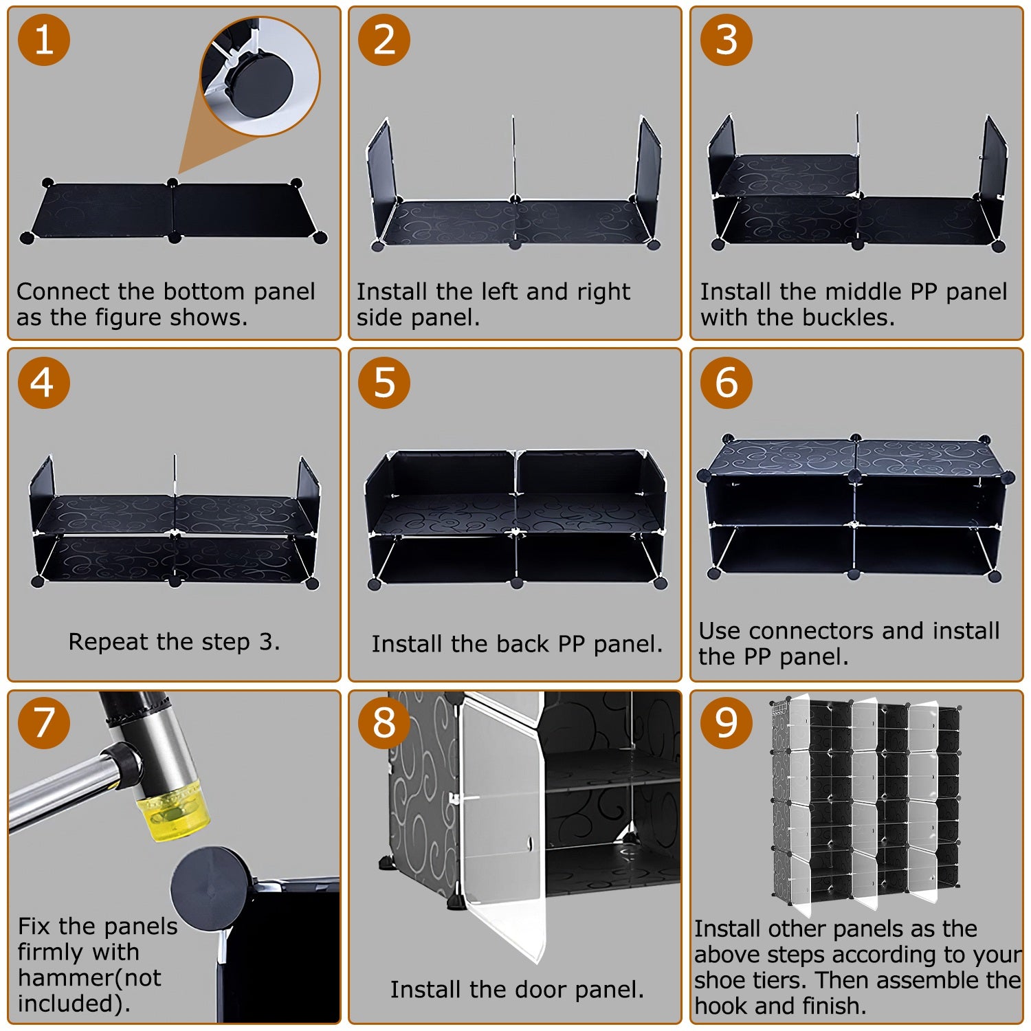 6-Tier 2-Row Shoe Rack Organizer Stackable Free Standing Shoe Storage Shelf Plastic Shoe Cabinet Tower with Transparent Doors for Heels Boots Slippers