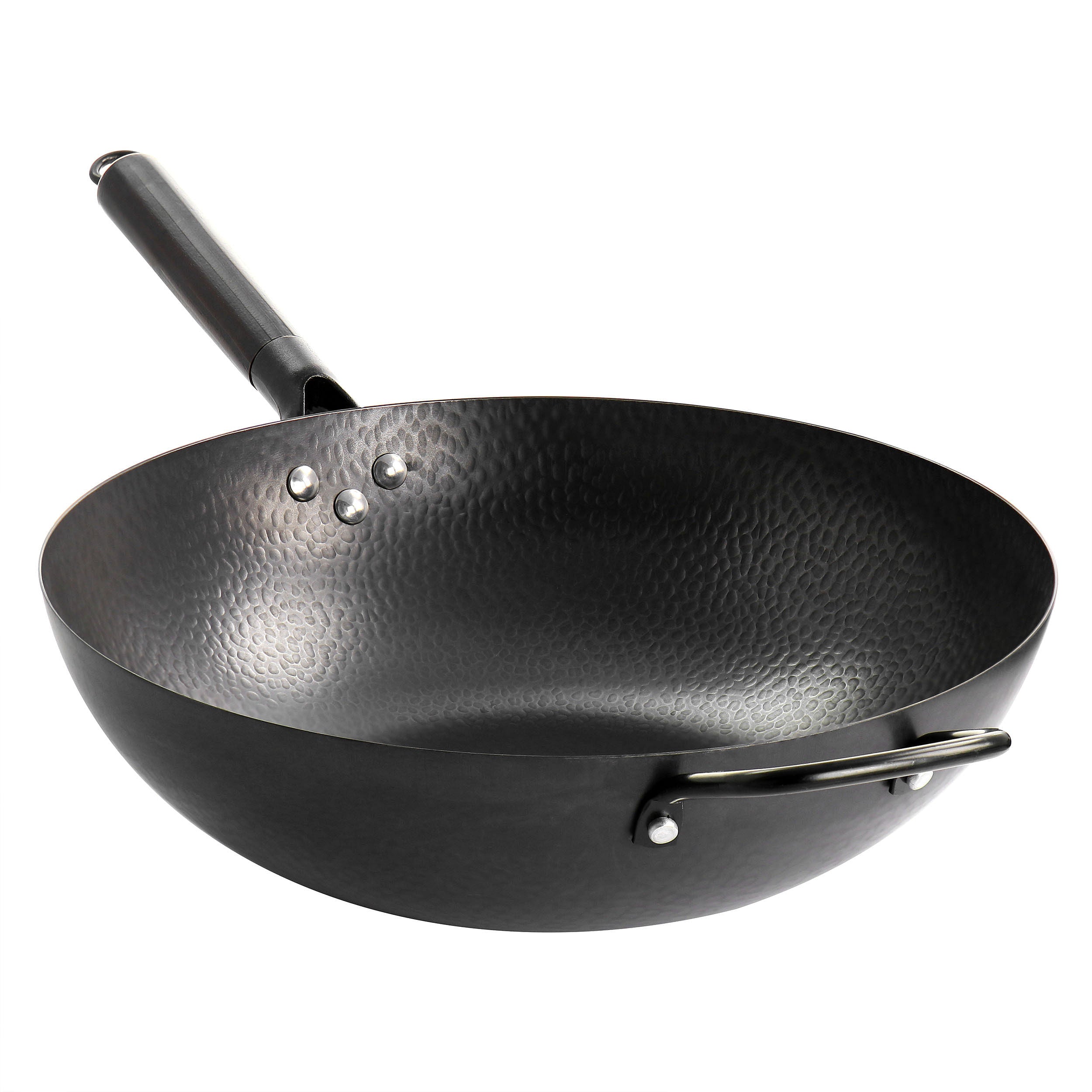 Gibson Home Hammered 13 Inch Heavy Gauge Carbon Steel Wok in Black - Free Shipping