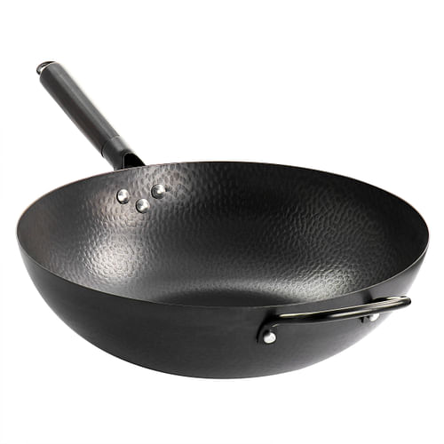 Gibson Home Hammered 13 Inch Heavy Gauge Carbon Steel Wok in Black - Free Shipping
