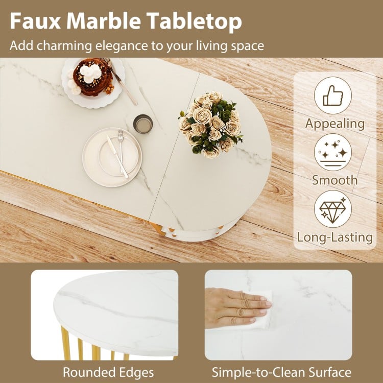 60 Inch Long Bar Table Narrow with Faux Marble Tabletop and Storage Shelves-White