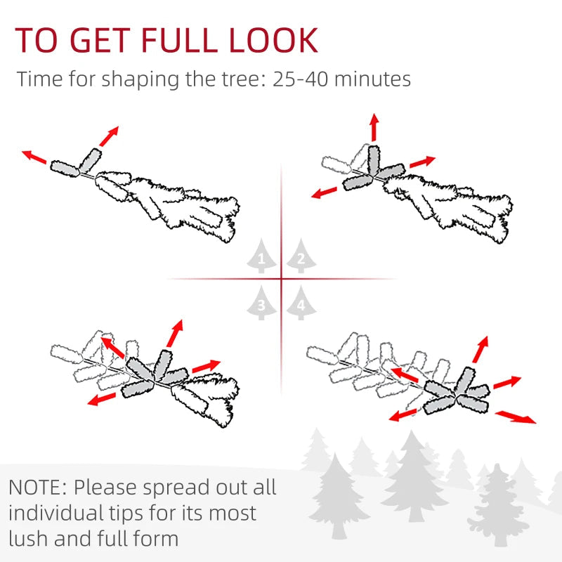 HOMCOM Flocked Pencil Christmas Tree with Realistic Branch Tips, Folding Metal Stand, Multicolor