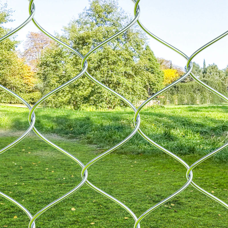 Garden Gate Chain Link Fence Gate, Galvanized Steel Garden Door for Yard Entrance Way, 70.9 x 70.9 in., Silver