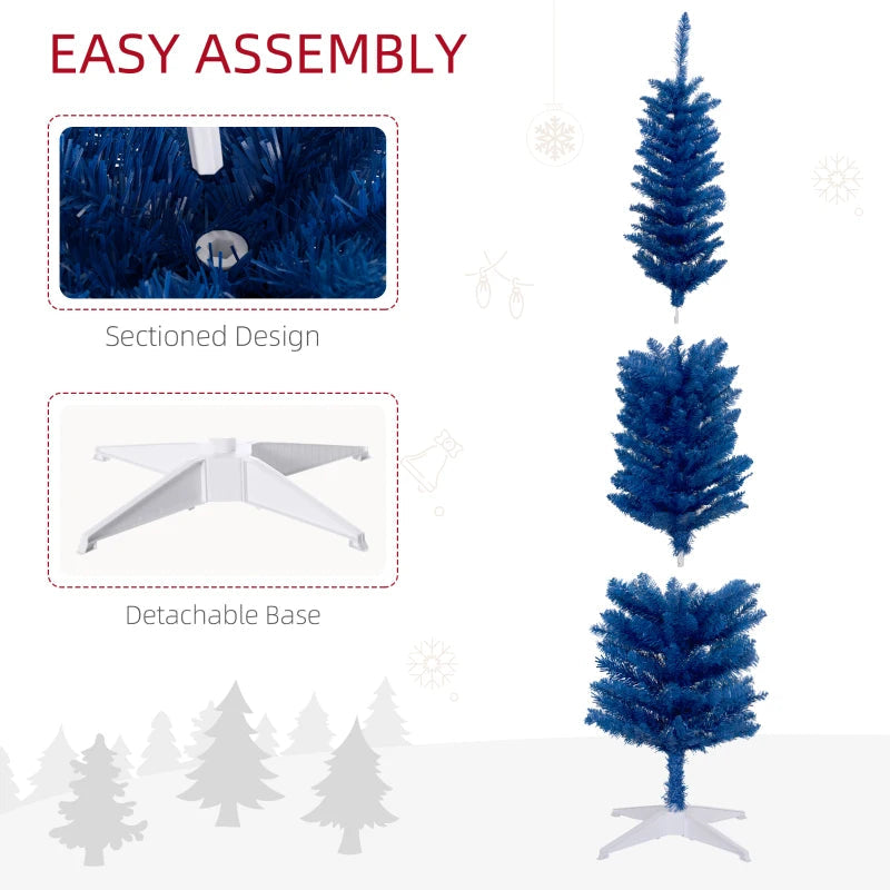 HOMCOM Pencil Christmas Tree, Slim Artificial Xmas Tree in Deep Blue & Mint, Skinny Holiday Decoration for Home & Office