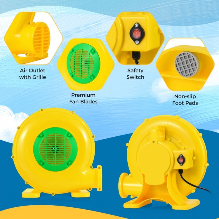 610W Bounce House Blower with Handle and Ground Stakes