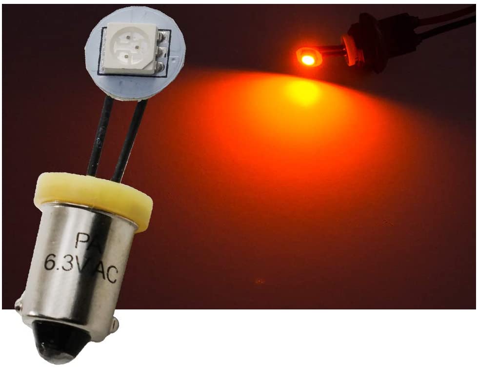 1SMD #44 #47 Ba9s Non Ghosting 6.3V AC / DC Fold Side View Flexible Wire LED Bayonet Arcade Pinball Machine Light Bulb (10 Bulbs)