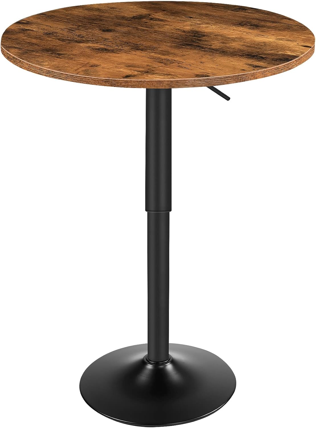 HOOBRO Height-Adjustable Round Bar Table, Modern Cocktail Pub Table, Rustic Brown & Black BF58BT01G1