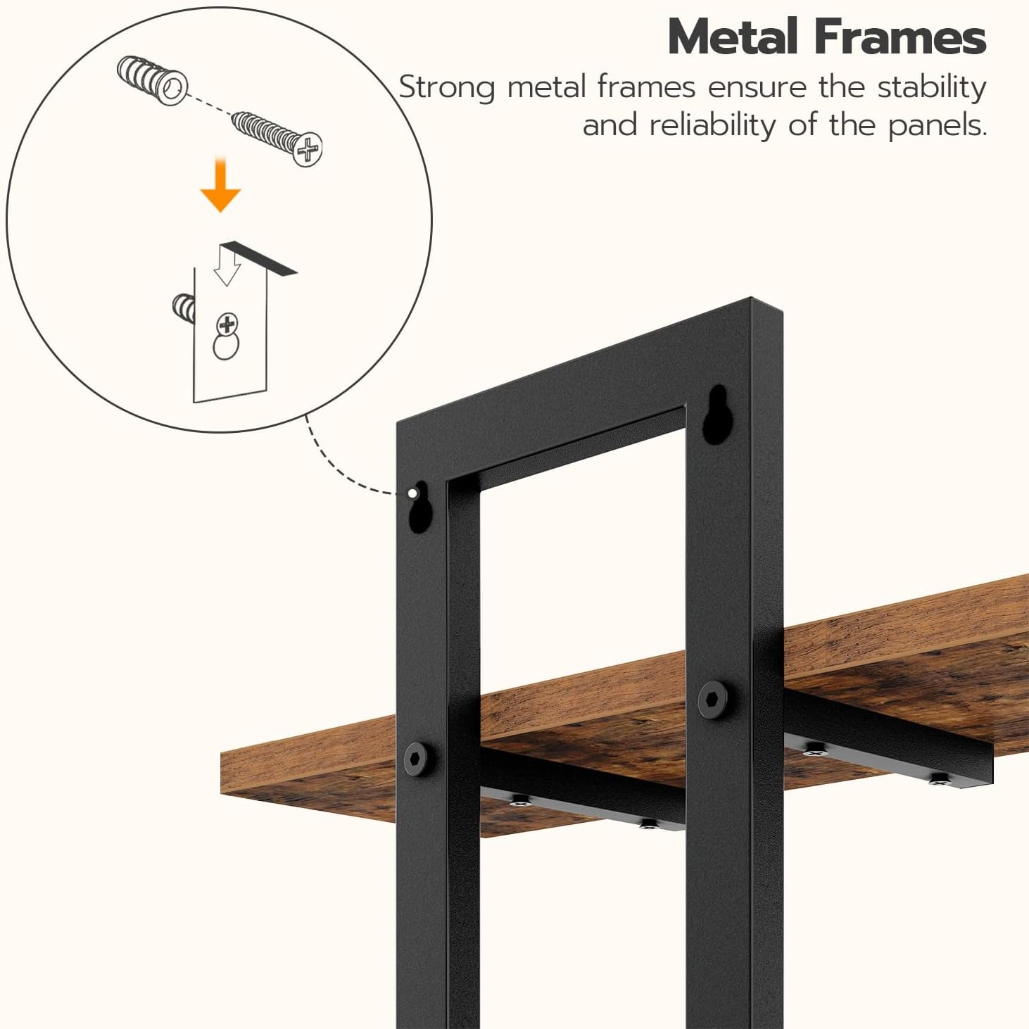 HOOBRO Floating Shelves Set of 2, 2-Tier Wall Mounted Storage Shelves, Rustic Brown & Black
