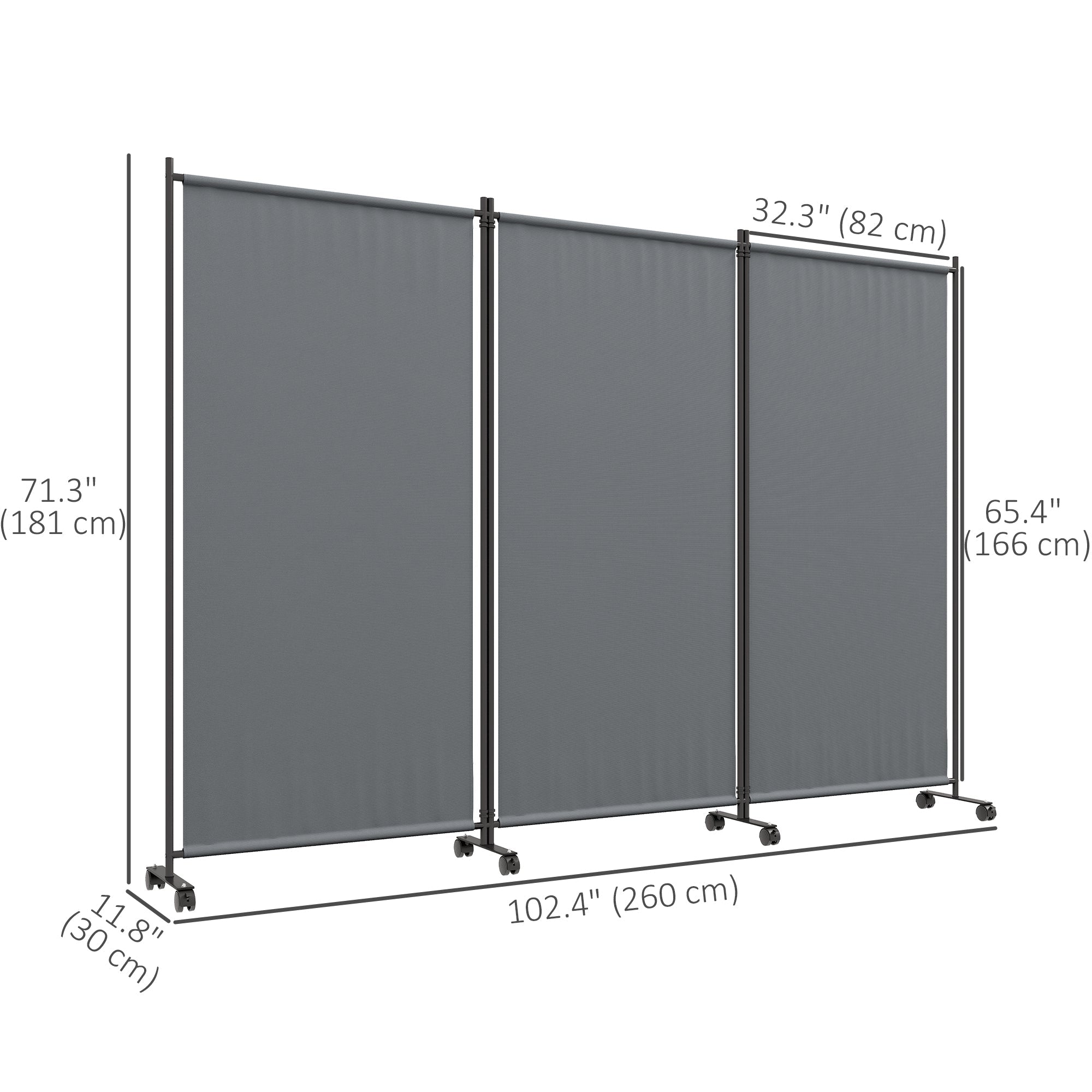 Outsunny 6FT Tall Folding Room Divider on Wheels, Rolling Privacy Screen for Outdoor Patio, Pool, Hot Tub