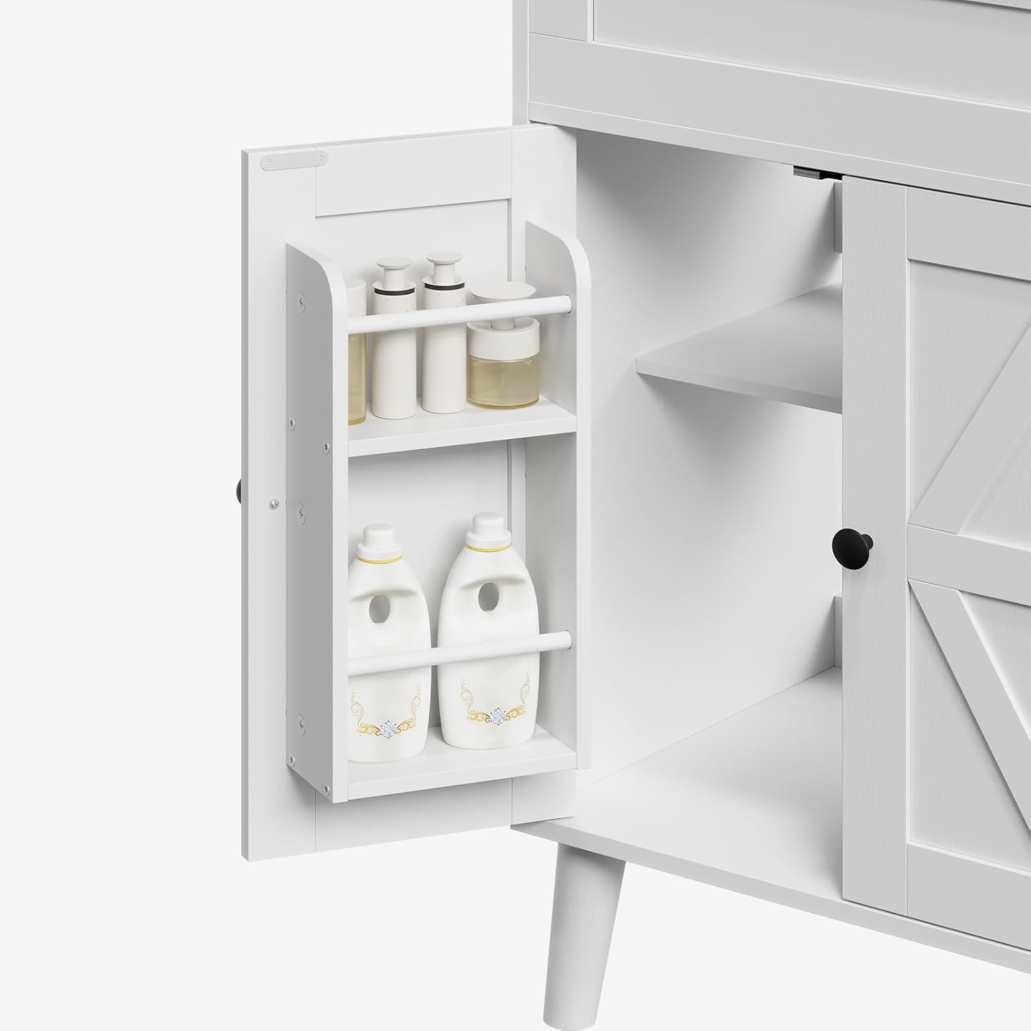 HOOBRO 24.2-Inch Bathroom Vanity with Ceramic Sink, Farmhouse Bathroom Cabinet with 2 Doors, White